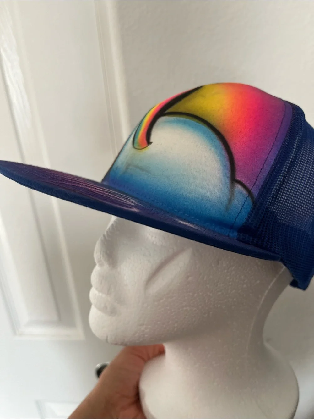 Custom Airbrushed Unicorn Trucker Hat “Julie” | Blue Snapback | One Size